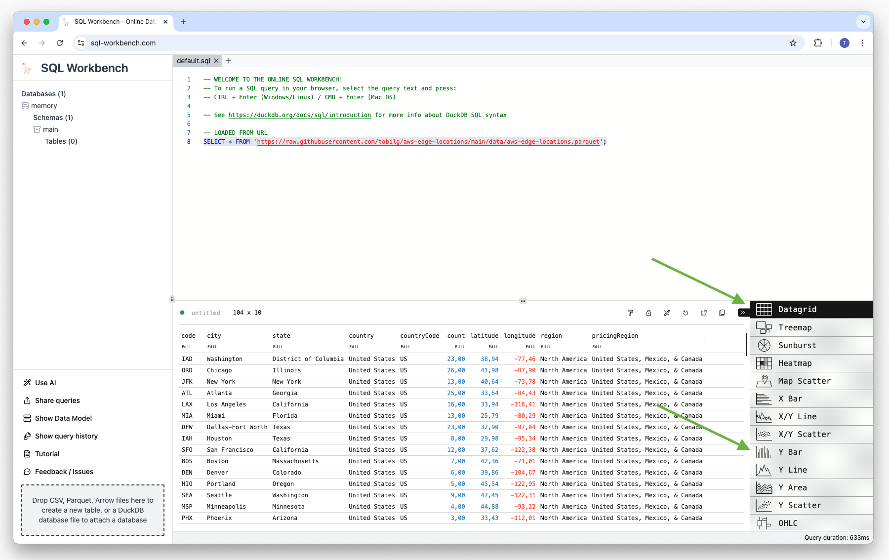 Query Remote Data & Create Visualizations - SQL Workbench
